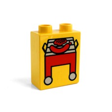 Duplo potisk 1x2x2 červený gril