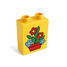 Duplo potisk 1x2x2 květiny v červeném květináči