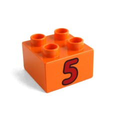 Duplo potisk 2x2 červené číslo 5