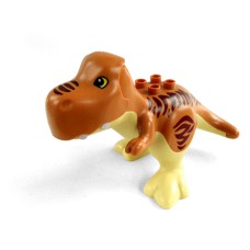 Duplo tyranosaurus rex s tmavočervenými pruhy a béžovým břichem